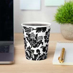 William Morris Black White Venetian Floral Pattern Paper Cups