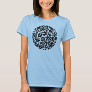 William Morris Black White Venetian Floral Pattern T-Shirt