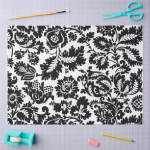 William Morris Black White Venetian Floral Pattern Tissue Paper