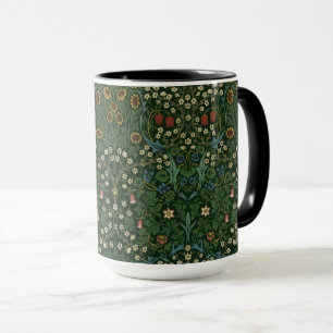 William Morris Blackthorn Blue White Green Floral  Mug