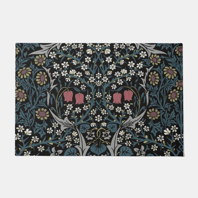 William Morris Blackthorn Floral Art Nouveau Doormat (Front)