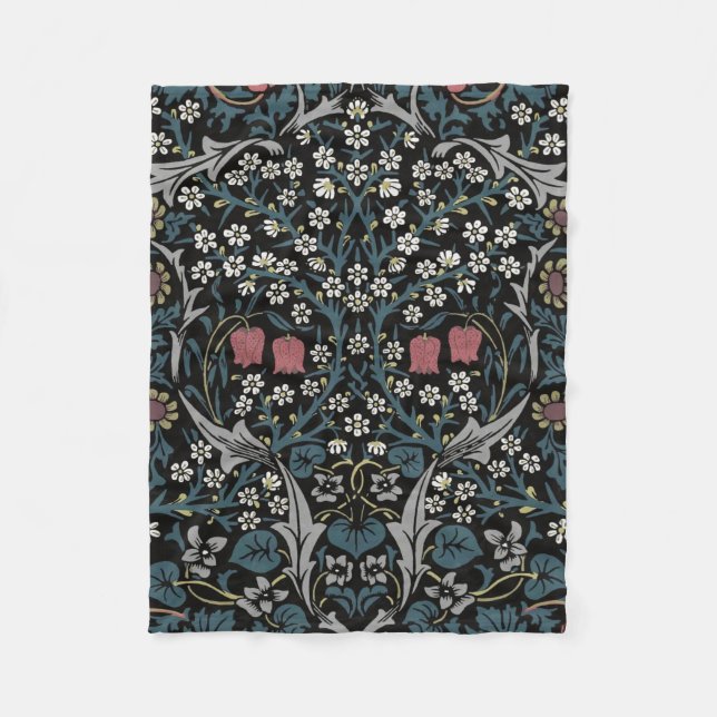 William Morris Blackthorn Floral Art Nouveau Fleece Blanket (Front)