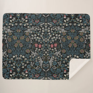 William Morris Blackthorn Floral Art Nouveau Sherpa Blanket