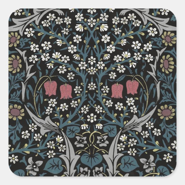 William Morris Blackthorn Floral Art Nouveau Square Sticker (Front)