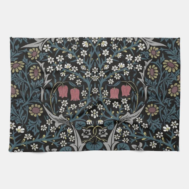 William Morris Blackthorn Floral Art Nouveau Tea Towel (Horizontal)