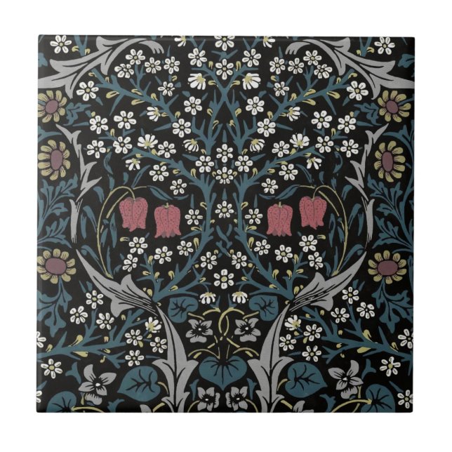 William Morris Blackthorn Floral Art Nouveau Tile (Front)