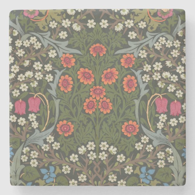 William Morris Blackthorn Garden Flower Classic Stone Coaster (Front)