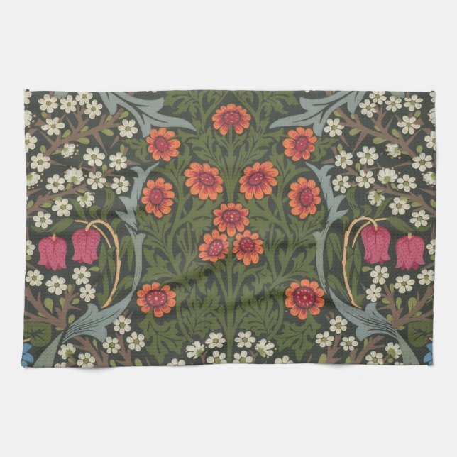 William Morris Blackthorn Garden Flower Classic Tea Towel (Horizontal)