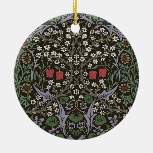 William Morris Blackthorn Tapestry Art Print Ceramic Tree Decoration (Back)