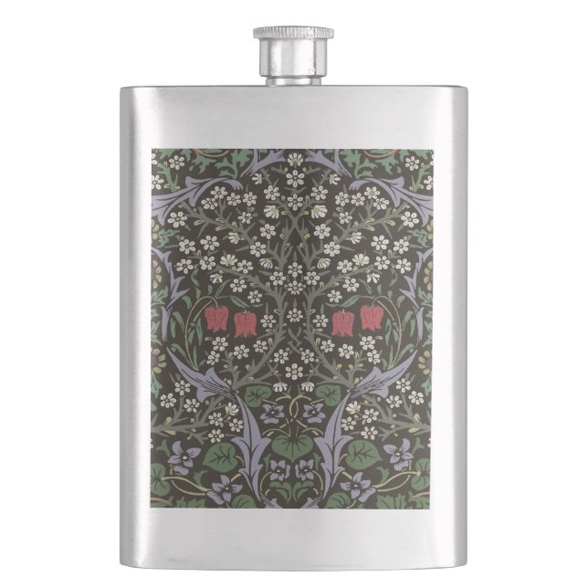 William Morris Blackthorn Tapestry Floral Hip Flask (Front)