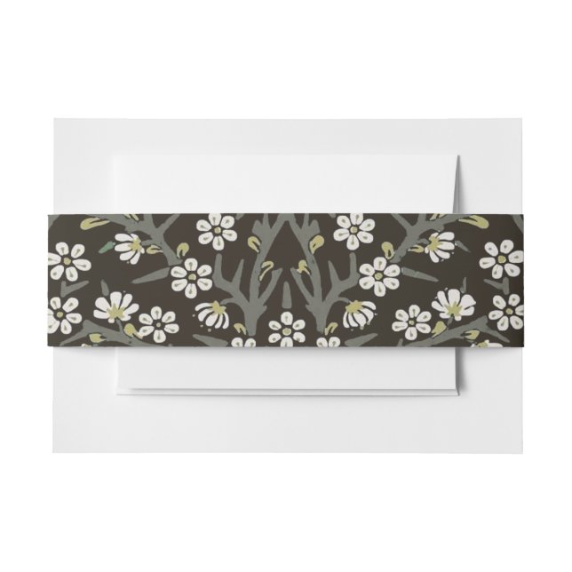 William Morris Blackthorn Tapestry Floral Invitation Belly Band (Front Example)