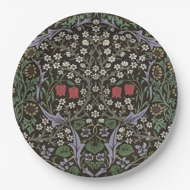 William Morris Blackthorn Tapestry Floral Paper Plate (Front)