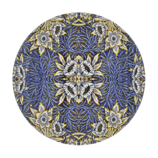 William Morris Blue and Gold Tulip Willow Design Cutting Board (Front)