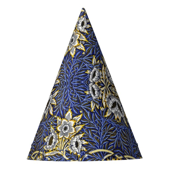William Morris Blue and Gold Tulip Willow Design Party Hat (Front)