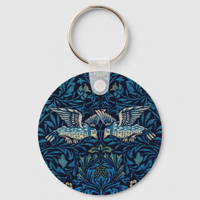 William Morris Blue Birds Tapestry Classic Key Ring (Front)