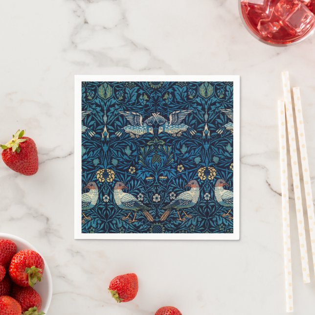 William Morris Blue Birds Tapestry Classic Napkin (Insitu)