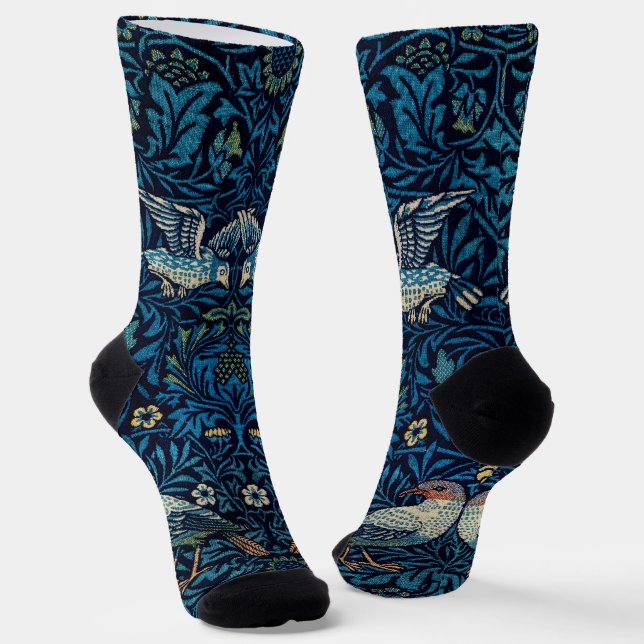 William Morris Blue Birds Tapestry Classic Socks (Angled)