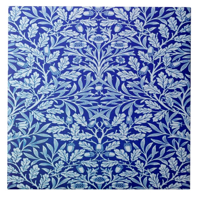 William Morris Blue Design Ceramic Tile. Tile (Front)