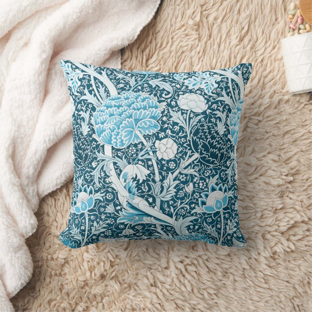 William Morris Blue Floral Pattern Pre-Raphaelites Cushion (Blanket)