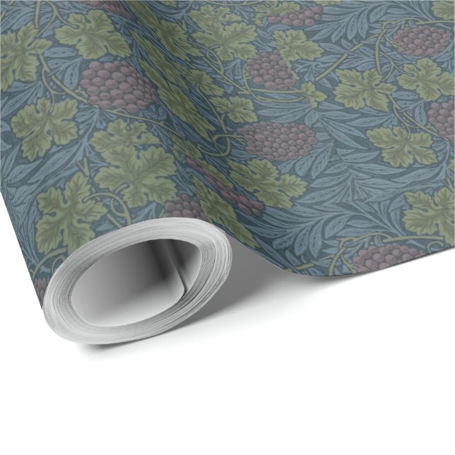 William Morris Blue Floral Vine Wallpaper Design Wrapping Paper (Roll Corner)