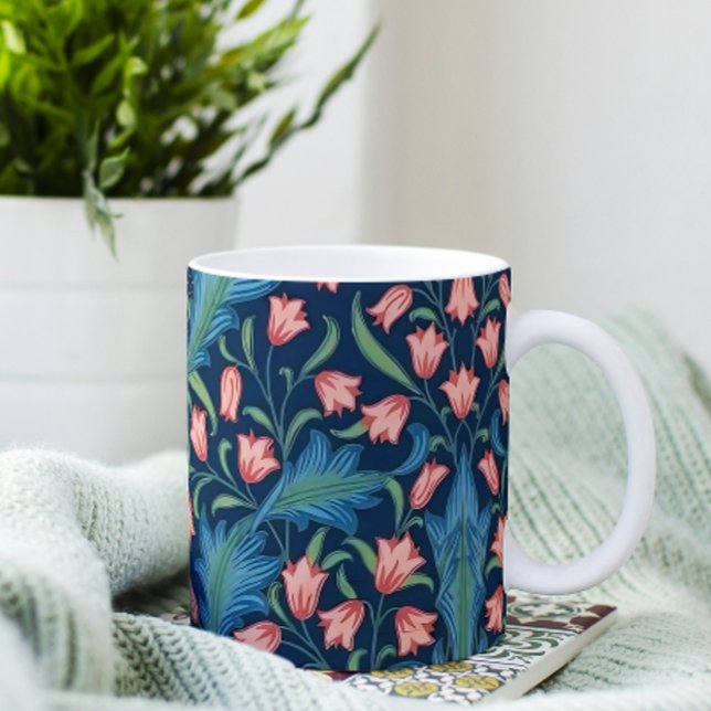 William Morris Blue Green Pink Floral Pattern Coffee Mug (Creator Uploaded)