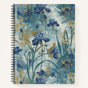William Morris Blue Iris vintage floral pattern Notebook