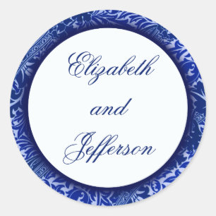 William Morris Blue Leaves Monogrammed Sticker