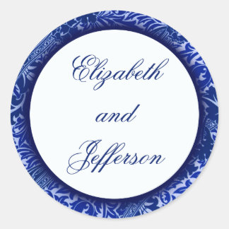 William Morris Blue Leaves Monogrammed Sticker