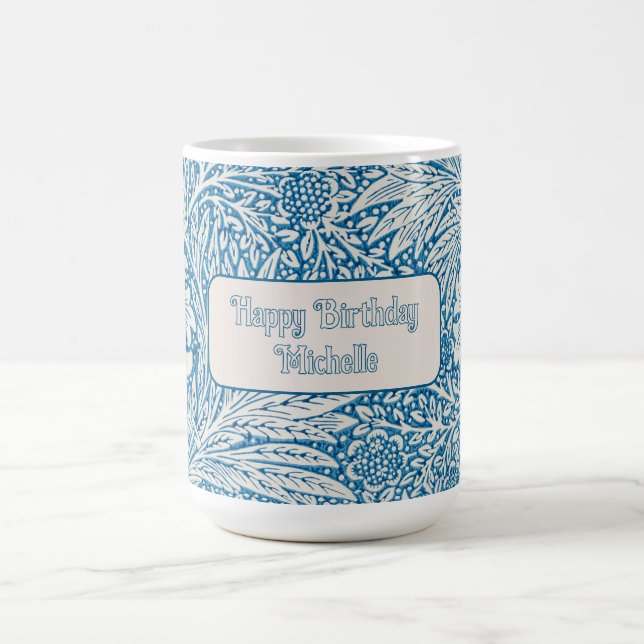 William Morris Blue Marigold Coffee Mug (Center)