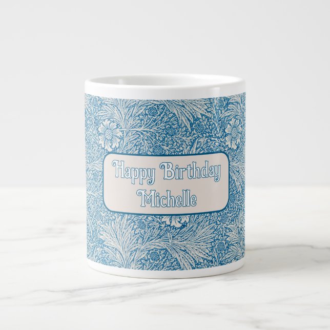 William Morris Blue Marigold Large Coffee Mug (Front)