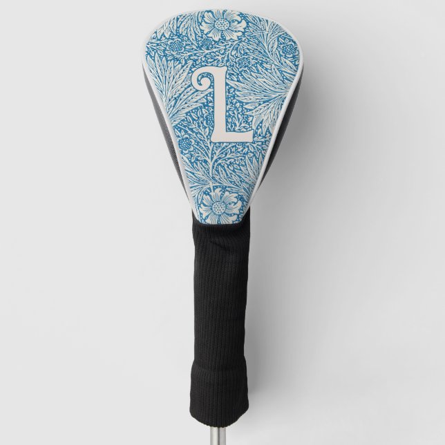 William Morris Blue Marigold Monogram Golf Head Cover (Front)