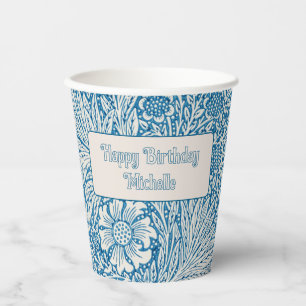 William Morris Blue Marigold Paper Cups