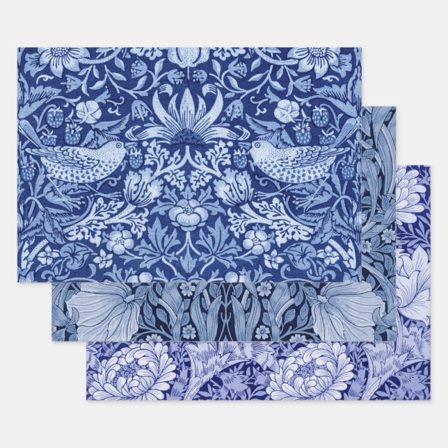 William Morris, Blue Monotone Wrapping Paper Sheet (Set)
