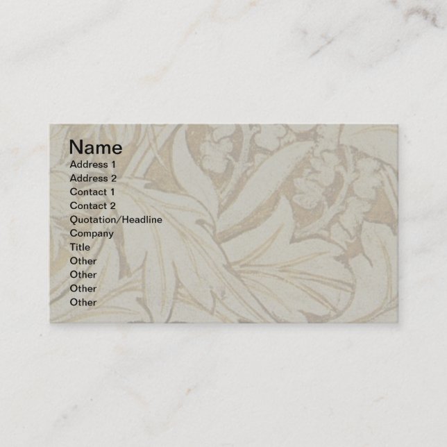 William Morris Bluebell Tapestry Design Business Card (Front)