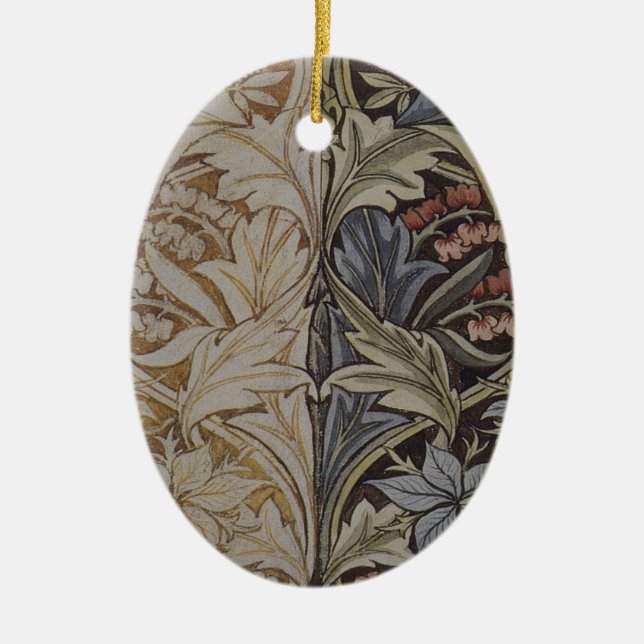 William Morris Bluebell Tapestry Design Ceramic Tree Decoration (Front)