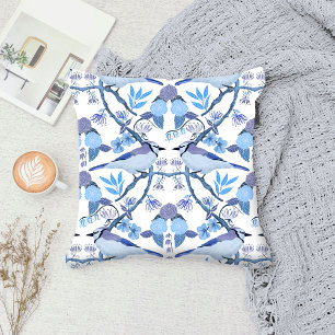 William Morris Bluejay Inspired Botanical Peri Cushion
