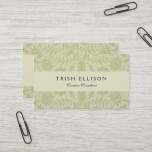 William Morris Borage vintage soft green damask Business Card