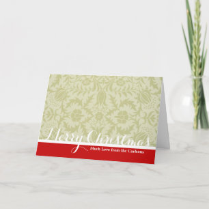 William Morris Borage vintage soft green damask Holiday Card
