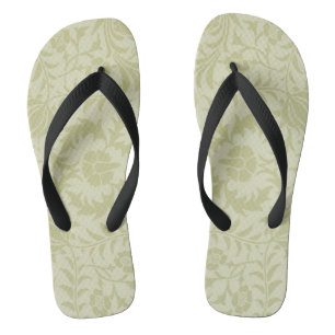 William Morris Borage vintage soft green damask Jandals
