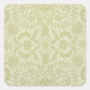 William Morris Borage vintage soft green damask Square Sticker