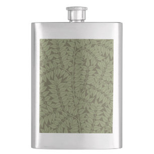 William Morris Branch Art Nouveau Classic Design Hip Flask