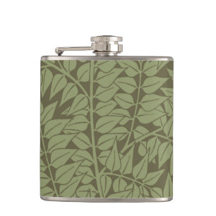 William Morris Branch Art Nouveau Classic Design Hip Flask