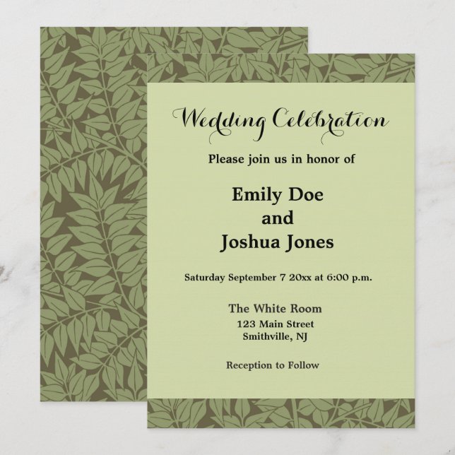 William Morris Branch Art Nouveau Classic Design Invitation (Front/Back)