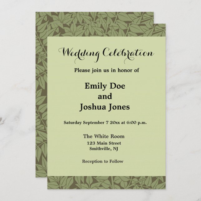 William Morris Branch Leaves Wallpaper Invitation (Front/Back)