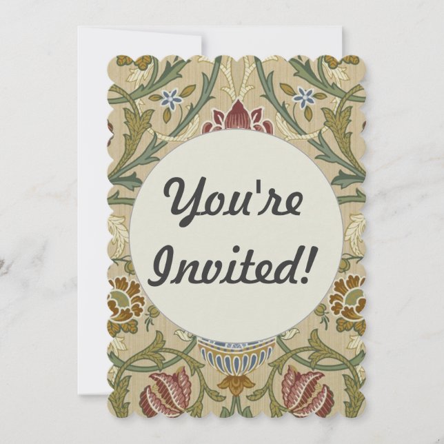 William Morris Brocade Floral Wallpaper Pattern Invitation (Front)
