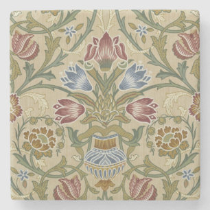 William Morris Brocade Floral Wallpaper Pattern Stone Coaster