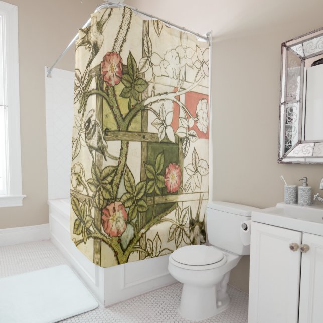 William Morris Brooklyn Museum Wallpaper Shower Curtain (In Situ)