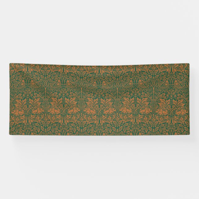 William Morris Brother Rabbit Amber Black Pattern Banner (Horizontal)