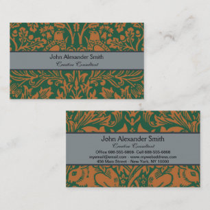 William Morris Brother Rabbit Amber Black Pattern Business Card