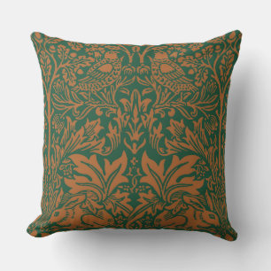 William Morris Brother Rabbit Amber Black Pattern Cushion